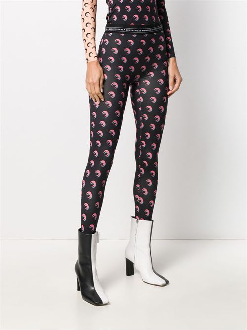 logo all over MARINE SERRE | JE10FW19ICONICLEGGINGBLACK/PINK